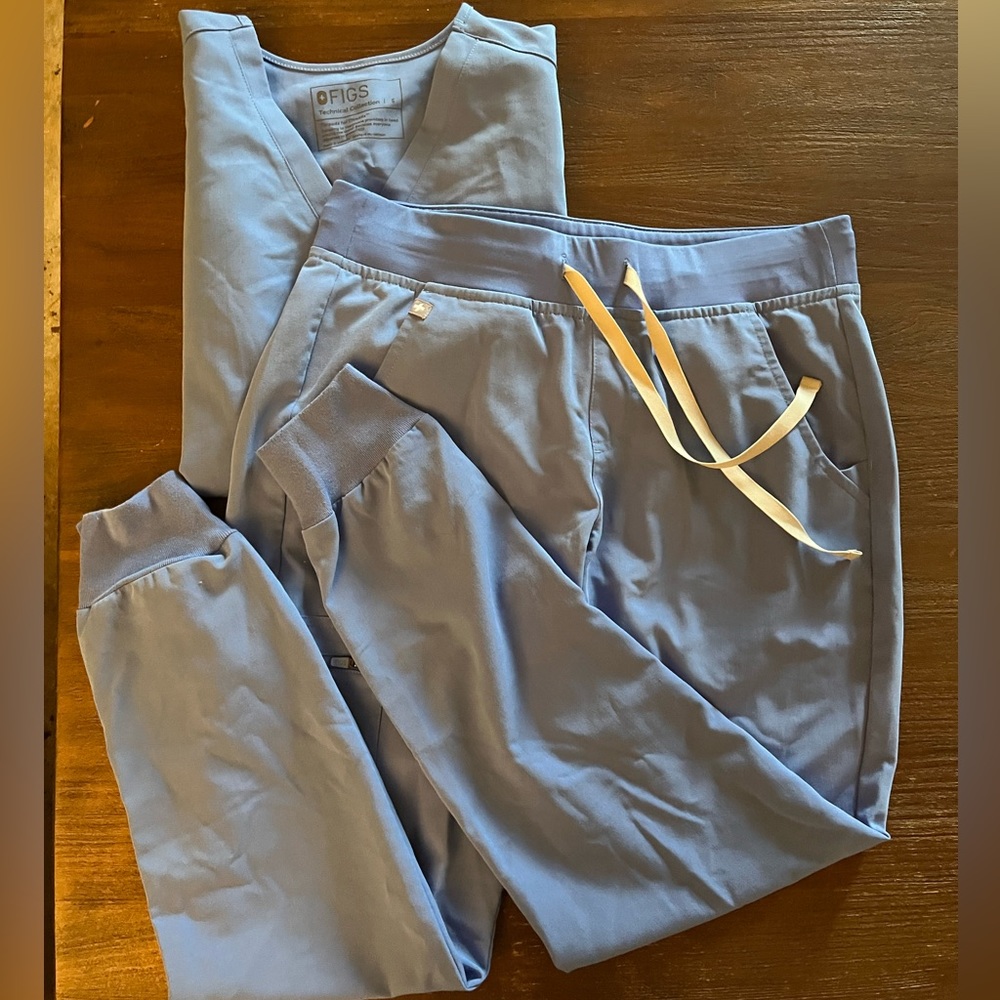 EUC Figs Ceil Blue Scrub Set